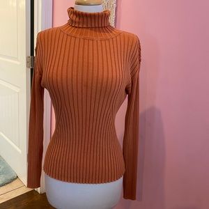 Vintage Orange Turtleneck Top